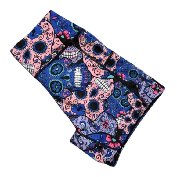 NWOT CVG Consistently Varied Gear Sugar Skull Blue/Pink 5" Leg Shorts - Picture 2 of 9